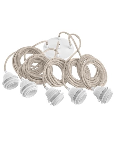 HANG-5 Linen - 5 light Pendant lighting, ceiling light kit Hoopzi