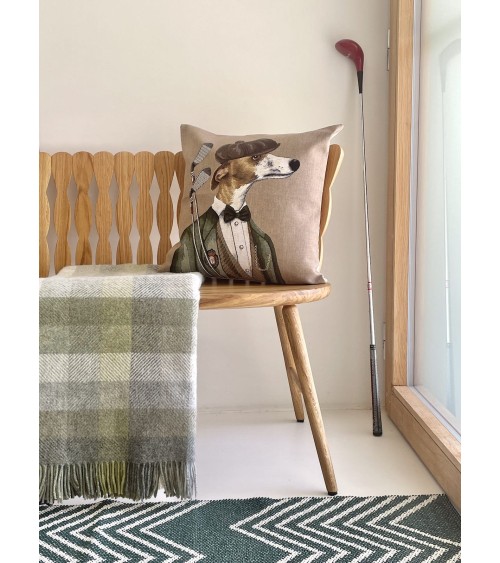 Plaid WOODALE Olive - Couverture canapé en laine Bronte by Moon anglaise plaid tartan ecossais 100 laine highland