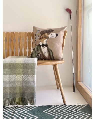 Plaid WOODALE Olive - Couverture canapé en laine Bronte by Moon anglaise plaid tartan ecossais 100 laine highland