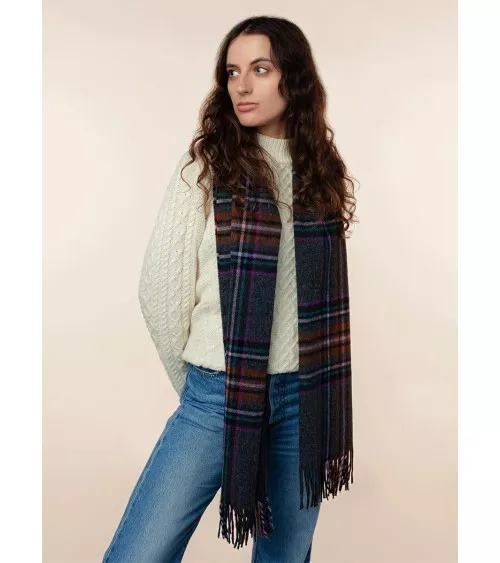 OTLEY Charcoal XL - grande écharpe en laine mérinos Bronte by Moon luxe pour femme homme Suisse Kitatori