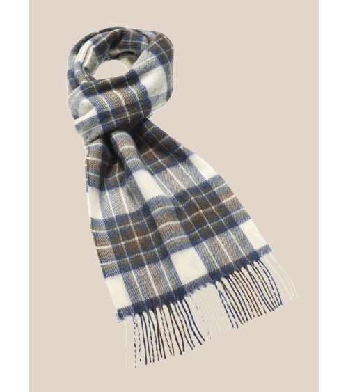 Muted Blue Stewart - Tartan Merino wool scarf Bronte by Moon scarves man mens women ladies male neck winter scarf