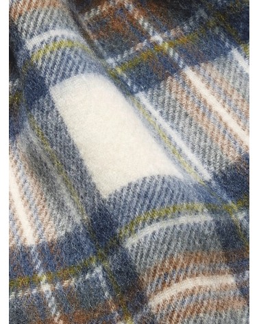 Tartan Muted Blue Stewart - écharpe en laine mérinos Bronte by Moon luxe pour femme homme Suisse Kitatori