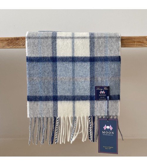 Winchester Sky - Sciarpa di lana merinos blu e bianco Bronte by Moon sciarpa inglese per donna da uomo per donna sciarpe di l...