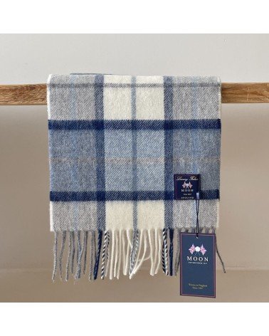 Winchester Sky - blue and white Merino wool scarf Bronte by Moon scarves man mens women ladies male neck winter scarf