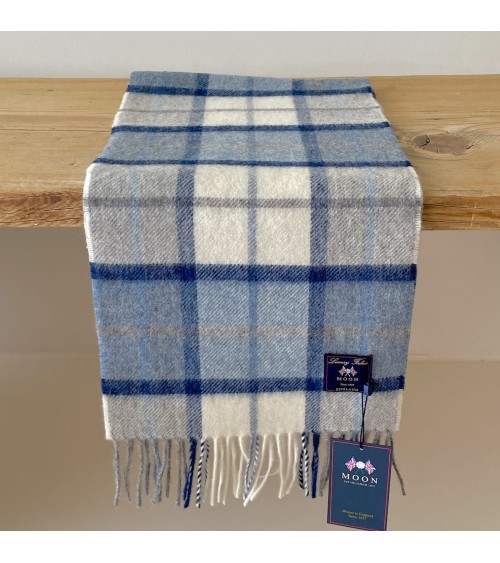 Winchester Sky - Sciarpa di lana merinos blu e bianco Bronte by Moon sciarpa inglese per donna da uomo per donna sciarpe di l...