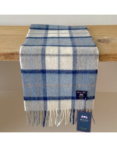 Winchester Sky - blue and white Merino wool scarf Bronte by Moon scarves man mens women ladies male neck winter scarf