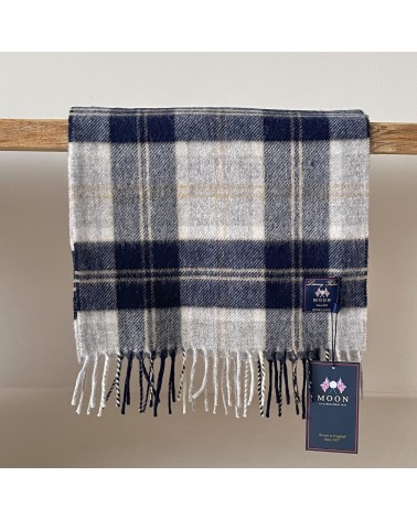 Bannockbane Silver - Tartan Merino wool scarf Bronte by Moon scarves man mens women ladies male neck winter scarf