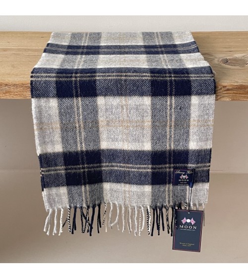 Bannockbane Silver - Tartan Merino wool scarf Bronte by Moon scarves man mens women ladies male neck winter scarf