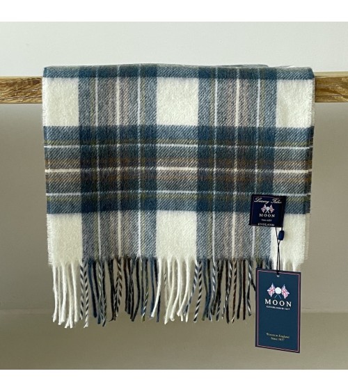 Muted Blue Stewart - Tartan Merino wool scarf Bronte by Moon scarves man mens women ladies male neck winter scarf