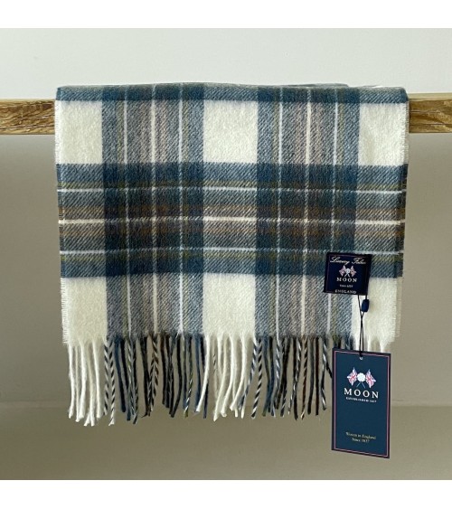 Muted Blue Stewart - Tartan Merino wool scarf Bronte by Moon scarves for women mens scarf Kitatori Switzerland