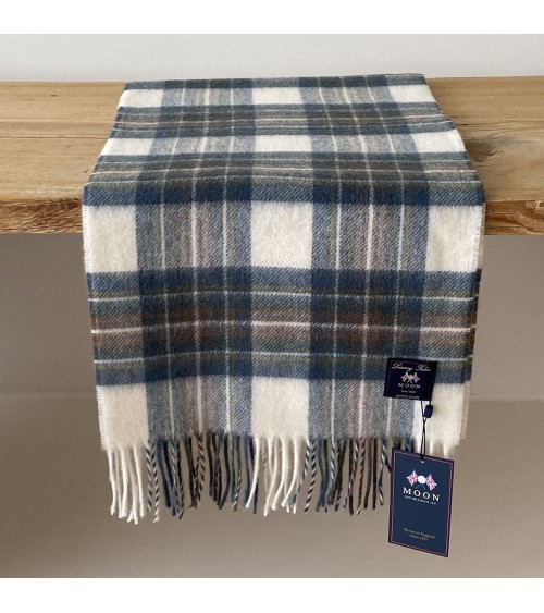 Tartan Muted Blue Stewart - Sciarpa di lana merinos Bronte by Moon sciarpa inglese per donna da uomo per donna sciarpe di lan...