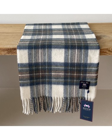 Tartan Muted Blue Stewart - écharpe en laine mérinos Bronte by Moon luxe pour femme homme Suisse Kitatori