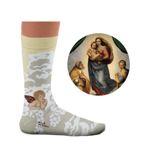 Chaussettes - La Madone Sixtine Curator Socks jolies chausset pour homme femme fantaisie drole originales