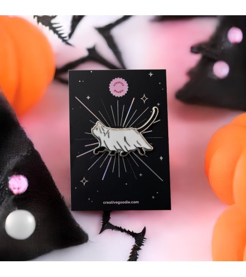Pin Anstecker - Katze, Geist von Halloween Creative Goodie Anstecknadel Ansteckpins pins anstecknadeln kaufen