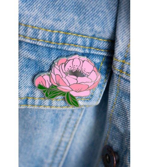 Spilla Smaltata - Peonia rosa Creative Goodie spiritose spille colorate particolari eleganti donna da giacca uomo