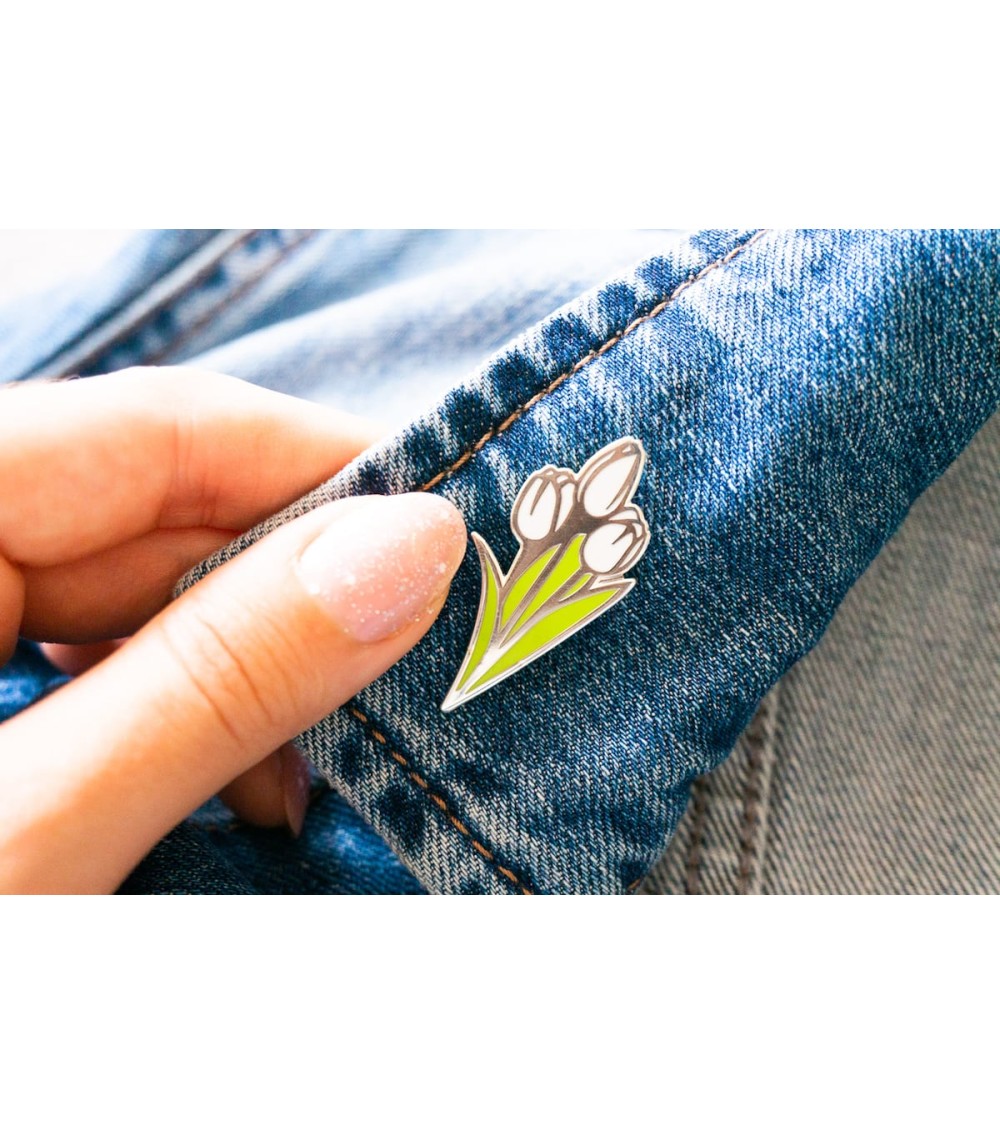 Pin's - Tulipe blanche Creative Goodie pins rare métal originaux bijoux suisse