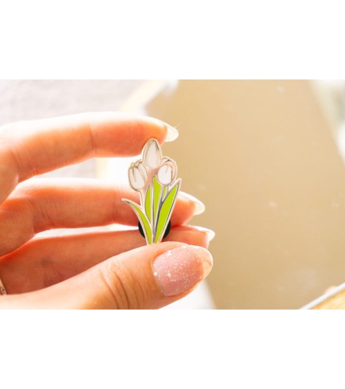 Pin's - Tulipe blanche Creative Goodie pins rare métal originaux bijoux suisse