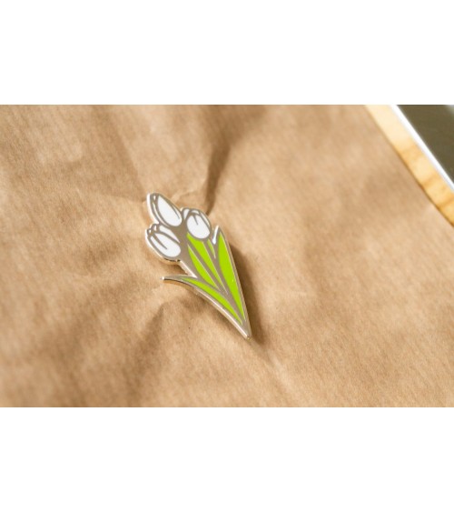 Enamel Pin - White Tulip Creative Goodie broches and pins hat pin badges collectible