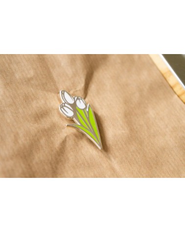 Enamel Pin - White Tulip Creative Goodie broches and pins hat pin badges collectible