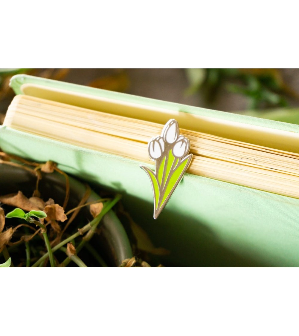Pin's - Tulipe blanche Creative Goodie pins rare métal originaux bijoux suisse