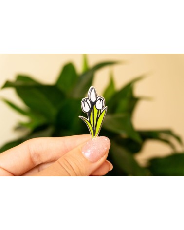 Pin's - Tulipe blanche Creative Goodie pins rare métal originaux bijoux suisse