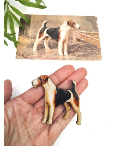 Terrier - Wooden brooch Fen & Co broches and pins hat pin badges collectible