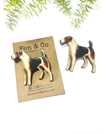 Terrier - Wooden brooch Fen & Co broches and pins hat pin badges collectible