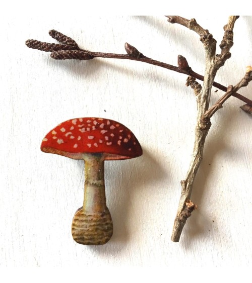 Pilz - Brosche aus Holz Fen & Co Anstecknadel Ansteckpins pins anstecknadeln kaufen