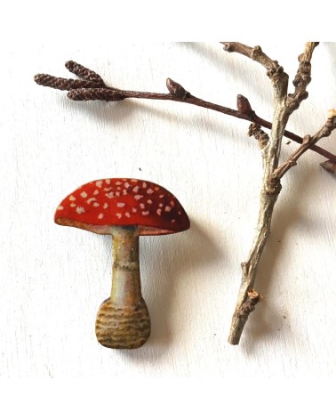 Mushroom - Wooden brooch Fen & Co broches and pins hat pin badges collectible