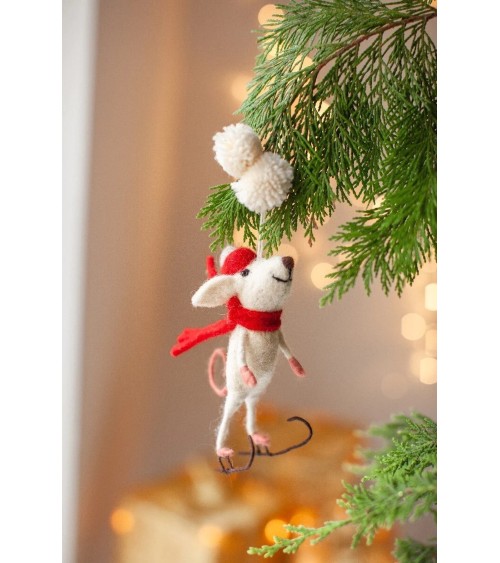 Souris patineuse - Décoration de Noël Sew Heart Felt decoration noel decor déco de noel 2024 maison fait main