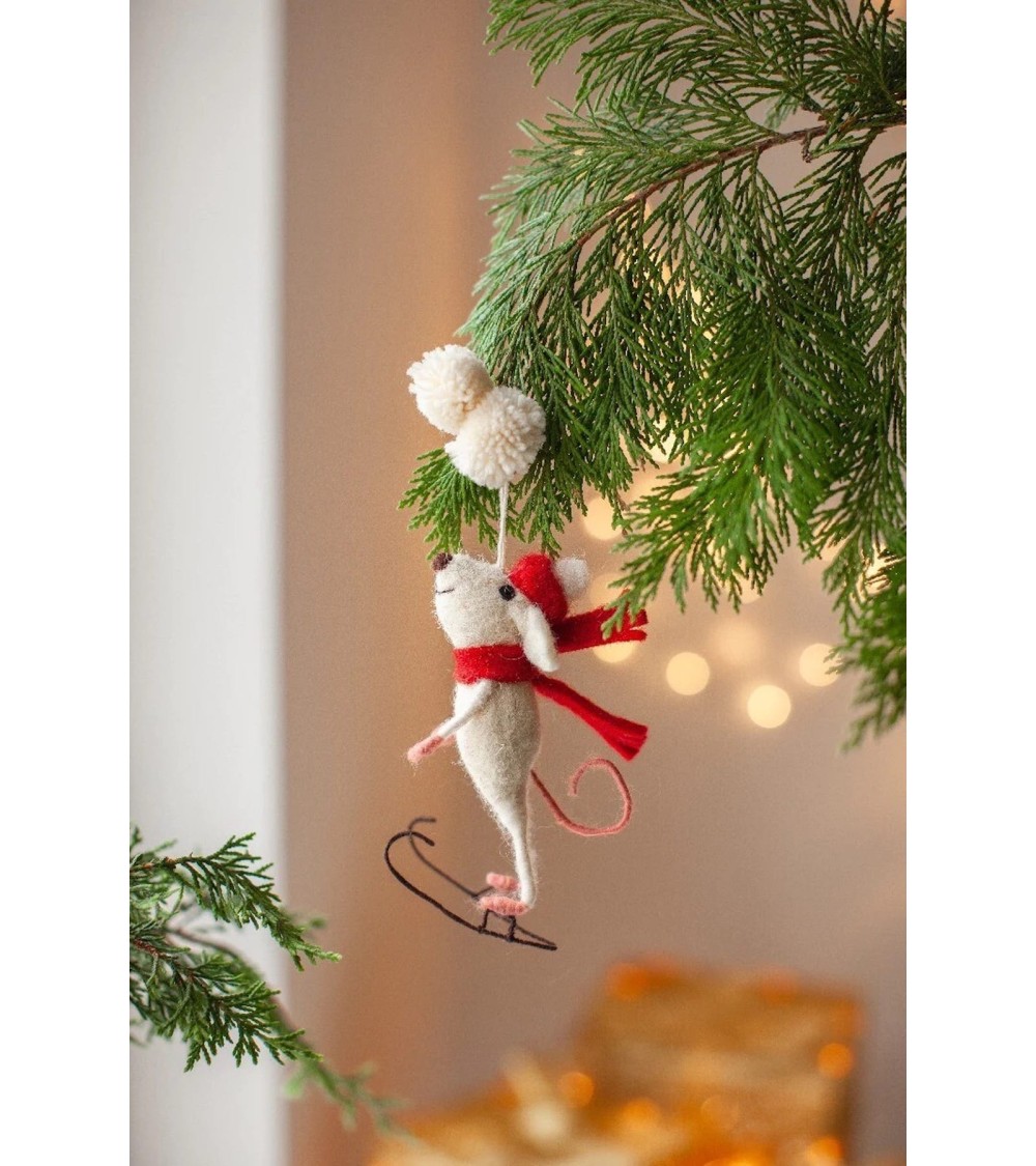 Skater Mouse - Christmas tree Decoration Sew Heart Felt 2024 christmas decorations xmas tree decorations