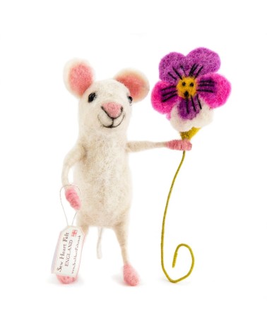 Un topolino con un fiore - Oggetto decorativo Sew Heart Felt particolari kitatori svizzera