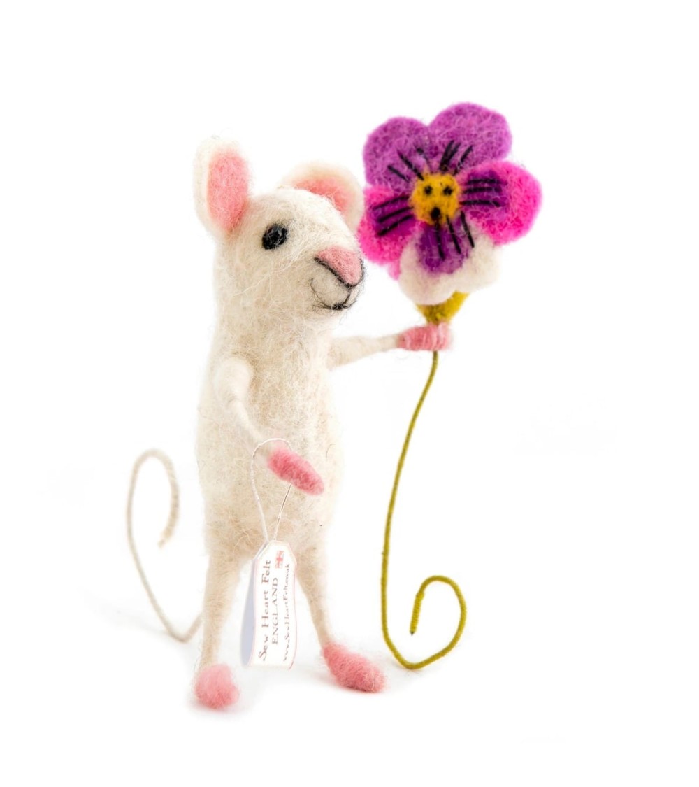 Un topolino con un fiore - Oggetto decorativo Sew Heart Felt particolari kitatori svizzera