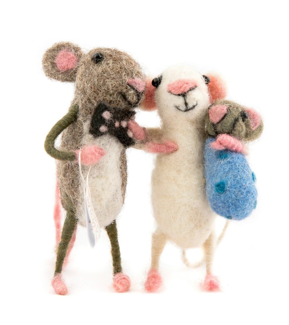 Mamma e papà Topo con il loro bambino - Oggetti decorativi Sew Heart Felt particolari kitatori svizzera