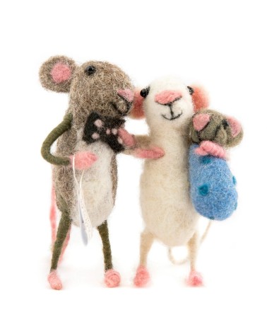 Mamma e papà Topo con il loro bambino - Oggetti decorativi Sew Heart Felt particolari kitatori svizzera