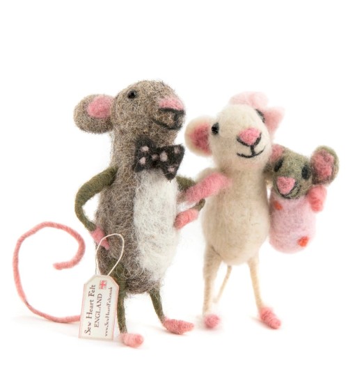 Mummy & Daddy Mouse with their little girl - Decorative objects Sew Heart Felt original kitatori switzerland