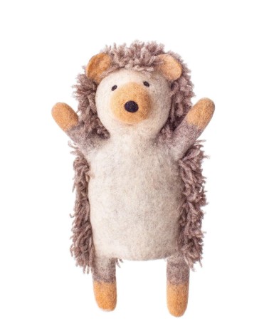 Hilda the hedgehog - Hand puppet Sew Heart Felt hand animal puppet on hand