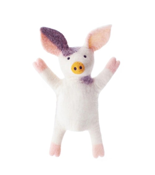 Preston the Pig - Hand puppet Sew Heart Felt hand animal puppet on hand