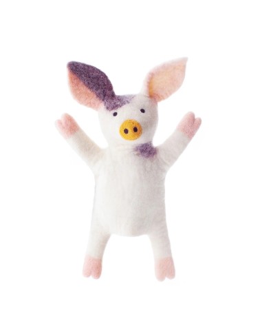 Preston the Pig - Hand puppet Sew Heart Felt hand animal puppet on hand