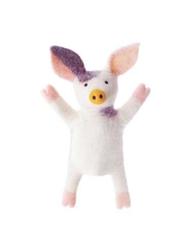 Preston the Pig - Hand puppet Sew Heart Felt hand animal puppet on hand