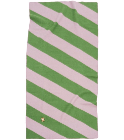 MINOLA Pink / green - Decke aus Wolle und Baumwolle Brita Sweden woll decken schafwoll decke kaufen kuscheldecke fûr sofa bett