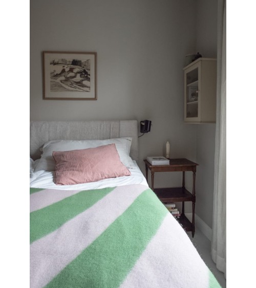 MINOLA Pink / green - Couverture en laine et coton Brita Sweden plaide pour canapé plaid cocooning couverture douce suisse