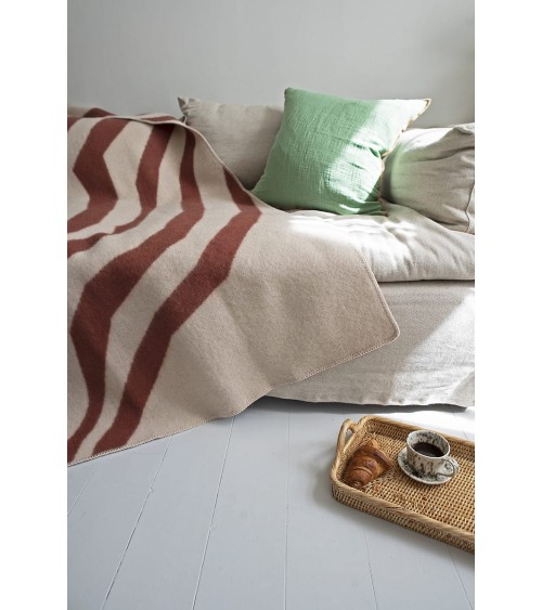 PUGH Brown - Couverture en laine et coton Brita Sweden plaide pour canapé plaid cocooning couverture douce suisse