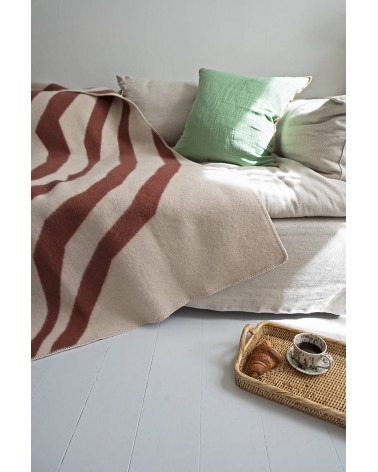 PUGH Brown - Couverture en laine et coton Brita Sweden plaide pour canapé de lit cocooning chaud
