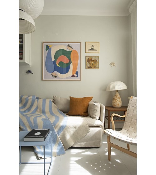 PUGH Blue - Wool and cotton blanket Brita Sweden best cozy soft throws and blankets for sofa