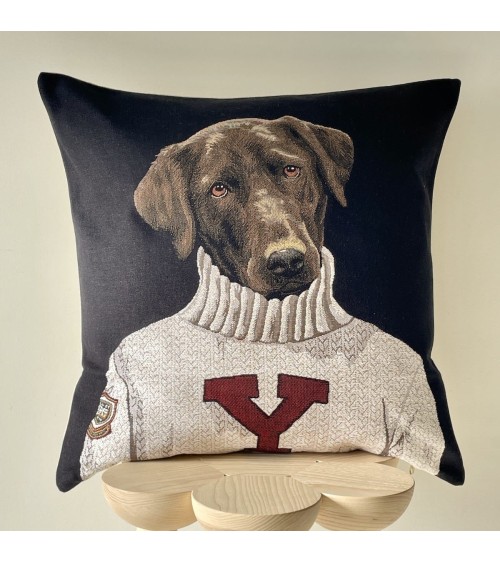 Schwarzer Labrador - Student von Yale - Kissenbezug Yapatkwa zierkissen sofa deko kissen kaufen dekokissen sofakissen