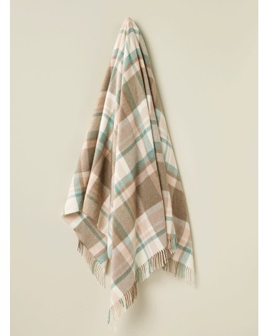 Portree Natural / Rose - Merino wool blanket Bronte by Moon warm cozy soft sofa throw blanket picnic throws and blankets