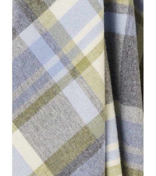 Portree Grey / Duck Egg - Merino wool blanket Bronte by Moon best for sofa throw warm cozy soft