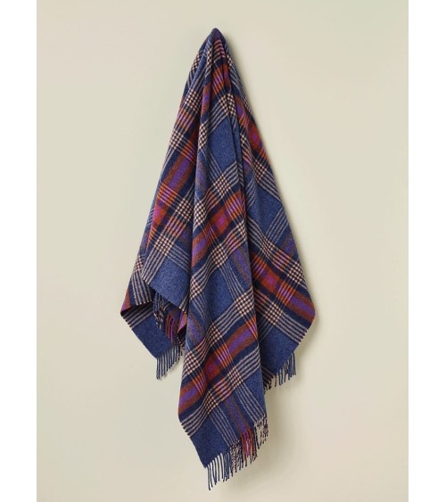 Plaid Christchurch Bleu roi - Couverture en pure laine vierge Bronte by Moon anglaise plaid tartan ecossais 100 laine highland