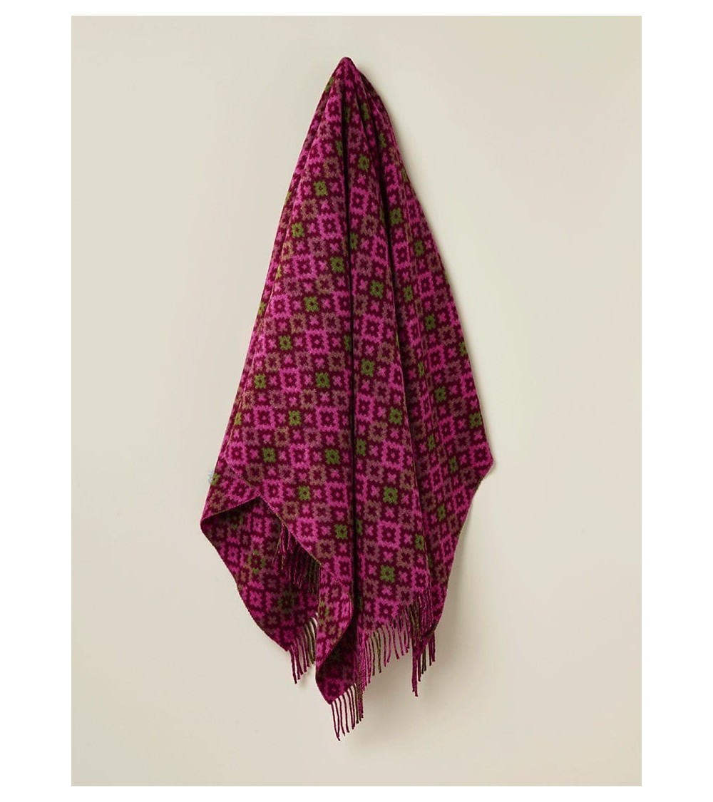 Dartmouth Burgundy / Pink - Wolldecke, Decke aus reiner Schurwolle Bronte by Moon Schafwolldecke warme Woll Decken Sofa wohnd...